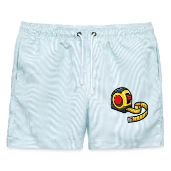 DIY-Maßbandwerkzeug - Männer Badeshorts - hellblau gestreift - Vorne - AI Model Male 178 light (178cm)