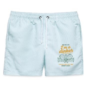 Pickleball-Witzbold Ich bin ein Dinker-Liebling - Männer Badeshorts - hellblau gestreift - Vorne - AI Model Male 178 light (178cm)