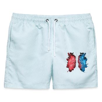 Lunge Anatomie Aquarell Medizin - Männer Badeshorts - hellblau gestreift - Vorne - AI Model Male 178 light (178cm)