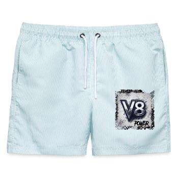 V8-Leistung - Männer Badeshorts - hellblau gestreift - Vorne - AI Model Male 178 light (178cm)