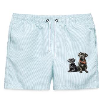 Freundschaft - Männer Badeshorts - hellblau gestreift - Vorne - AI Model Male 178 light (178cm)