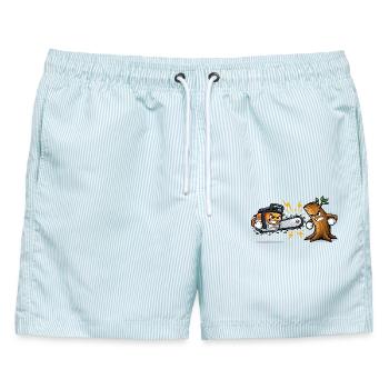 Kettensägen-Trimmer-Geschenkidee - Männer Badeshorts - hellblau gestreift - Vorne - AI Model Male 178 light (178cm)