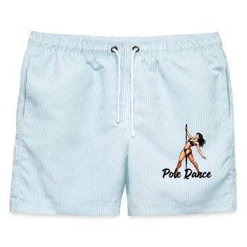 Pole Dance Silhouette – Elegante Pin-Up Kunst - Männer Badeshorts - hellblau gestreift - Vorne - AI Model Male 178 light (178cm)