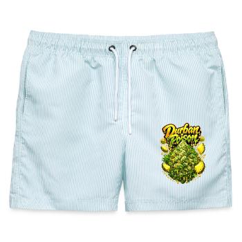 Durban Poison Graffiti-Kunstdruck - Männer Badeshorts - hellblau gestreift - Vorne - AI Model Male 178 light (178cm)