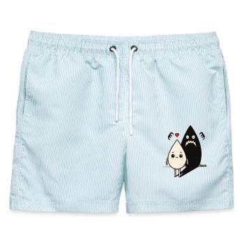 Tiny Heart und Dark Shadow Duo - Männer Badeshorts - hellblau gestreift - Vorne - AI Model Male 178 light (178cm)