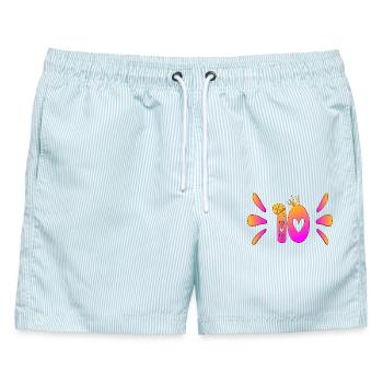 Zehn 10. Geburtstag - Männer Badeshorts - hellblau gestreift - Vorne - AI Model Male 178 light (178cm)