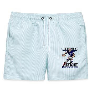 Spiel hart Spiel klugen Quarterback - Männer Badeshorts - hellblau gestreift - Vorne - AI Model Male 178 light (178cm)
