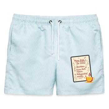 Meine Ziele 2026 - Männer Badeshorts - hellblau gestreift - Vorne - AI Model Male 178 light (178cm)