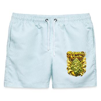 Banana Kush Graffiti-Kunstdruck - Männer Badeshorts - hellblau gestreift - Vorne - AI Model Male 178 light (178cm)