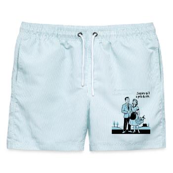 Couple Vieillir Ensemble Vin Humour - Männer Badeshorts - hellblau gestreift - Vorne - AI Model Male 178 light (178cm)