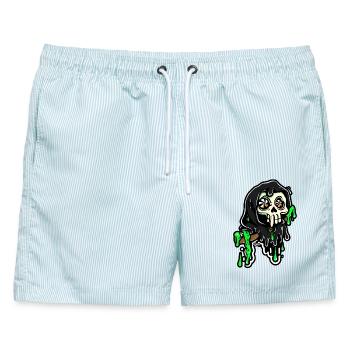 Sensenmann mit Neon-Schleim - Männer Badeshorts - hellblau gestreift - Vorne - AI Model Male 178 light (178cm)