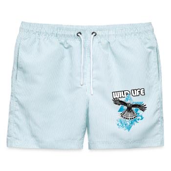 Free Eagle und Chart - Männer Badeshorts - hellblau gestreift - Vorne - AI Model Male 178 light (178cm)