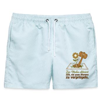 Anti-Stress Zen Modus Blumen Hammer - Männer Badeshorts - hellblau gestreift - Vorne - AI Model Male 178 light (178cm)