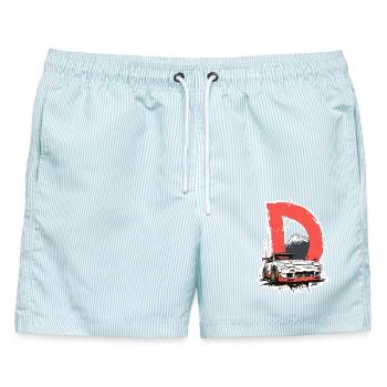 D Drift Mount Fuji Autografik - Männer Badeshorts - hellblau gestreift - Vorne - AI Model Male 178 light (178cm)