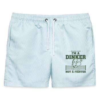 Pickleball-Spieler Lustiger Dinker Kein Kämpfer Liebe - Männer Badeshorts - hellblau gestreift - Vorne - AI Model Male 178 light (178cm)