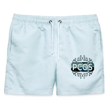 Hormone PCOS - Männer Badeshorts - hellblau gestreift - Vorne - AI Model Male 178 light (178cm)