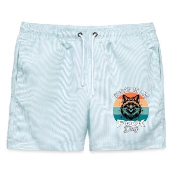 Rotfuchs Fuchs Fox - Männer Badeshorts - hellblau gestreift - Vorne - AI Model Male 178 light (178cm)