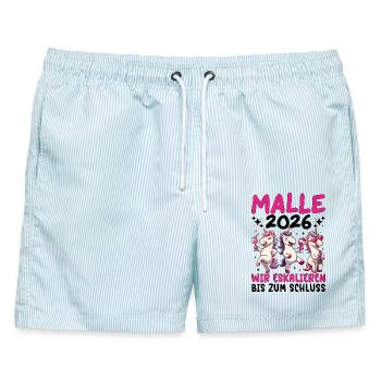  Malle 2026 Wir Eskalieren Bis Zum Schluss Einhorn - Männer Badeshorts - hellblau gestreift - Vorne - AI Model Male 178 light (178cm)