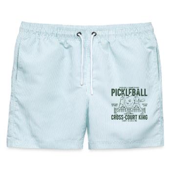 Pickleball Cross Court King Love Pickleball Spieler - Männer Badeshorts - hellblau gestreift - Vorne - AI Model Male 178 light (178cm)