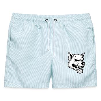 Night fangs Skullhound Dog - Männer Badeshorts - hellblau gestreift - Vorne - AI Model Male 178 light (178cm)