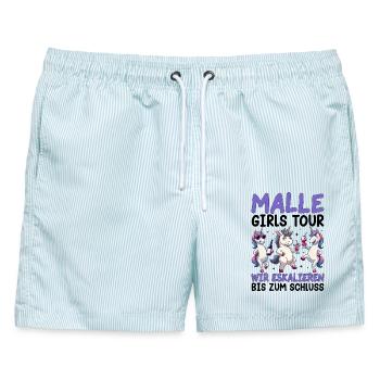 Malle Girls Tour Wir Eskalieren Bis Zum Schluss - Männer Badeshorts - hellblau gestreift - Vorne - AI Model Male 178 light (178cm)