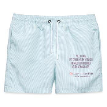 Abschied Kollege Humor - Männer Badeshorts - hellblau gestreift - Vorne - AI Model Male 178 light (178cm)