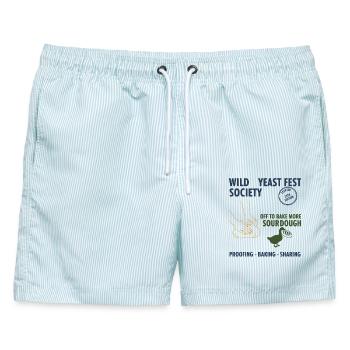 Sauerteig-Wildhefefest Gesellschaft backt weiter - Männer Badeshorts - hellblau gestreift - Vorne - AI Model Male 178 light (178cm)