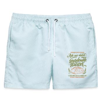 Sauerteigbrot-Backer-Bäcker-Ära - Männer Badeshorts - hellblau gestreift - Vorne - AI Model Male 178 light (178cm)