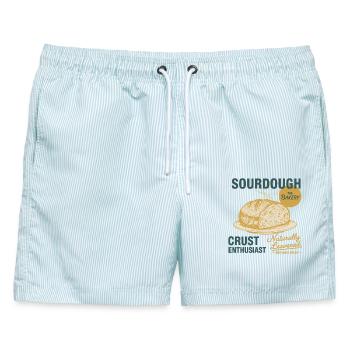 Sauerteig-Teig-Liebhaber Brotbacker - Männer Badeshorts - hellblau gestreift - Vorne - AI Model Male 178 light (178cm)