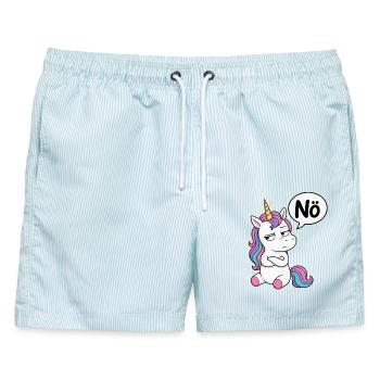 Genervtes Einhorn Nö - Männer Badeshorts - hellblau gestreift - Vorne - AI Model Male 178 light (178cm)