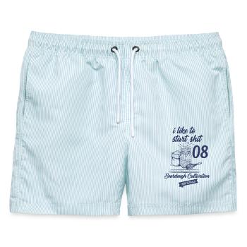 Ich beginne gerne 08 Sauerteigkultivierung von - Männer Badeshorts - hellblau gestreift - Vorne - AI Model Male 178 light (178cm)