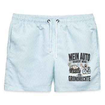 Mein Auto braucht mehr Grundrechte - Männer Badeshorts - hellblau gestreift - Vorne - AI Model Male 178 light (178cm)