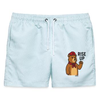 Bear Hero Rally Tee - Männer Badeshorts - hellblau gestreift - Vorne - AI Model Male 178 light (178cm)