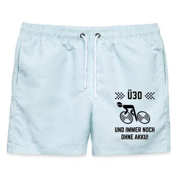 Ü30 Und Immer Noch Ohne Akku! (Fahrrad Rennrad B) - Männer Badeshorts - hellblau gestreift - Vorne - AI Model Male 178 light (178cm)