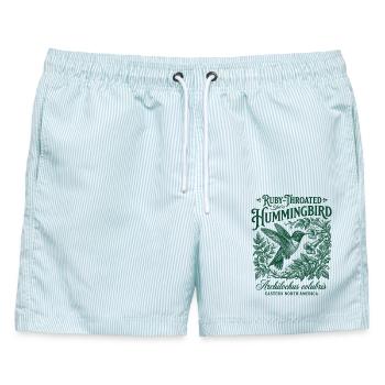 Rubinkehl-Kolibri - Männer Badeshorts - hellblau gestreift - Vorne - AI Model Male 178 light (178cm)