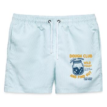 Sauerteigbrot Backteigclub Wildhefe - Männer Badeshorts - hellblau gestreift - Vorne - AI Model Male 178 light (178cm)