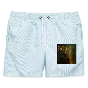 Valhalla Calling - Männer Badeshorts - hellblau gestreift - Vorne - AI Model Male 178 light (178cm)