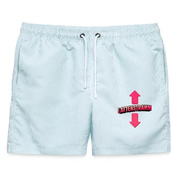 LATTENSTRAMM  - Männer Badeshorts - hellblau gestreift - Vorne - AI Model Male 178 light (178cm)