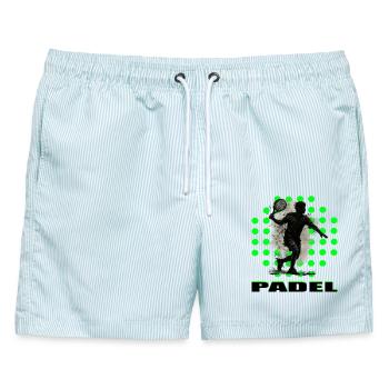 Padel - Männer Badeshorts - hellblau gestreift - Vorne - AI Model Male 178 light (178cm)