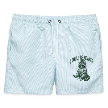 Ich könnte gemeiner, lustiger Waschbär sein - Männer Badeshorts - hellblau gestreift - Vorne - AI Model Male 178 light (178cm)