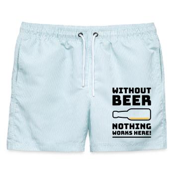 Ohne Bier funktioniert hier nichts! (Trinkt POS 2C) - Männer Badeshorts - hellblau gestreift - Vorne - AI Model Male 178 light (178cm)