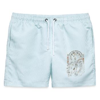 Barber Barbier - Männer Badeshorts - hellblau gestreift - Vorne - AI Model Male 178 light (178cm)
