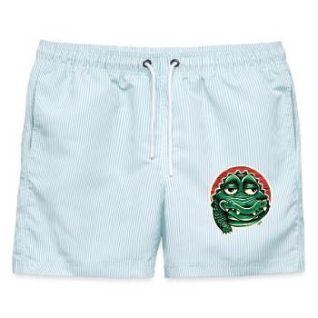 Chill Croc Groover - Männer Badeshorts - hellblau gestreift - Vorne - AI Model Male 178 light (178cm)