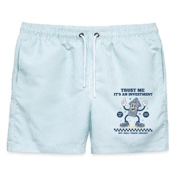 Glaub mir, es ist ein Sammler von Investment-Sammelkarten - Männer Badeshorts - hellblau gestreift - Vorne - AI Model Male 178 light (178cm)