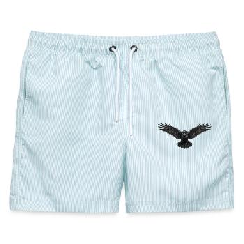 Rabe - Männer Badeshorts - hellblau gestreift - Vorne - AI Model Male 178 light (178cm)