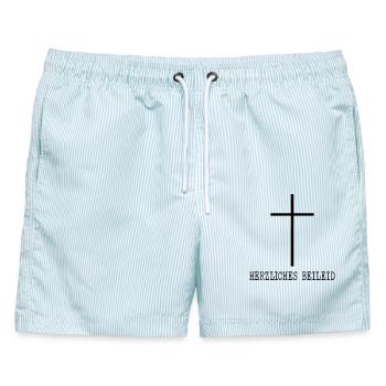 Herzliches Beileid Trauer - Männer Badeshorts - hellblau gestreift - Vorne - AI Model Male 178 light (178cm)