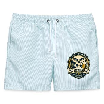 SV Bierernst 04 - Männer Badeshorts - hellblau gestreift - Vorne - AI Model Male 178 light (178cm)