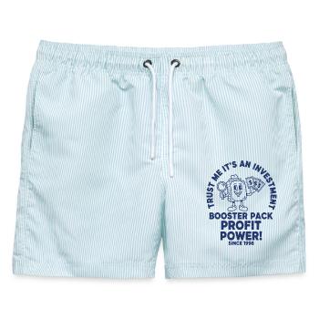 Glaub mir, es ist ein Gewinn des Investment-Booster-Packs - Männer Badeshorts - hellblau gestreift - Vorne - AI Model Male 178 light (178cm)