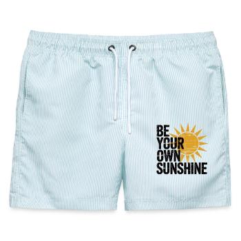 Sunshine T-Shirt Be Your Own Sunshine - Männer Badeshorts - hellblau gestreift - Vorne - AI Model Male 178 light (178cm)