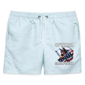 Dobermann US Schlafshirt - Männer Badeshorts - hellblau gestreift - Vorne - AI Model Male 178 light (178cm)